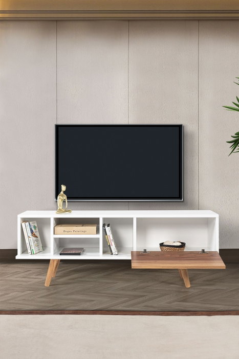 Hanah Home Ela 3330 Soporte para TV Blanco y Nogal